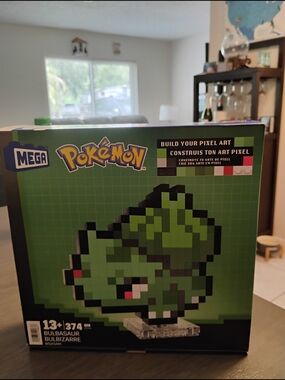 Pokemon Mega Pixel Art Bulbasaur Building Set - Green, Black, Red, White